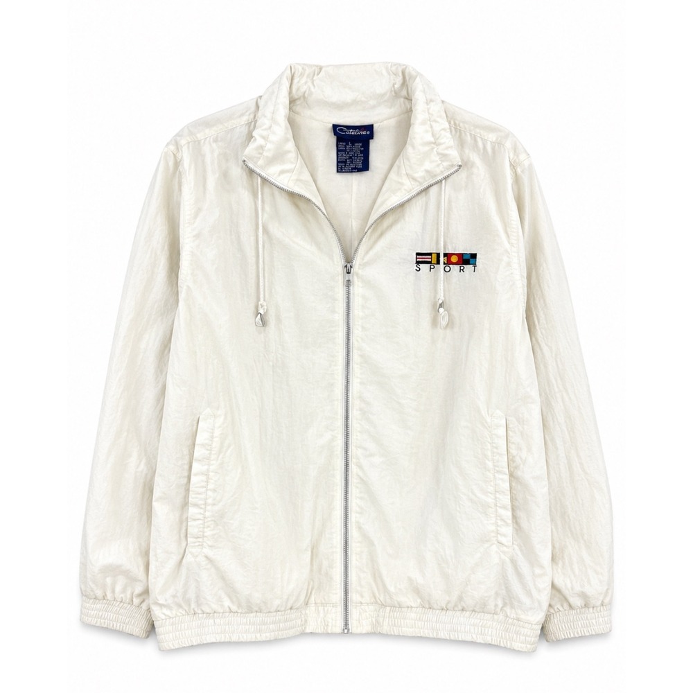 VTG Catalina Sport Windbreaker  Nautical Flag Jacket Womens L Coastal Preppy‎